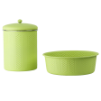 Pawpourri Chevron Emboss Treat Jar and Bowl Set for Dogs and Cats (Green) Supply