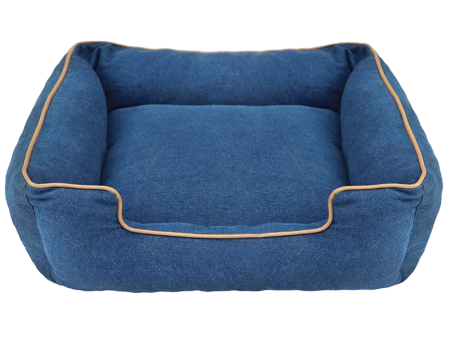 Pawpourri Ultra Soft Bolster Denim Cuddler Bed for Dogs and Cats (Blue) on Sale