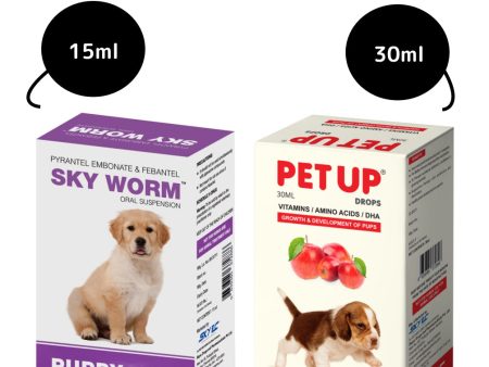 Skyec Skyworm Dewormer and Petup Drops Multi Vitamin Supplement for Puppies Combo Cheap