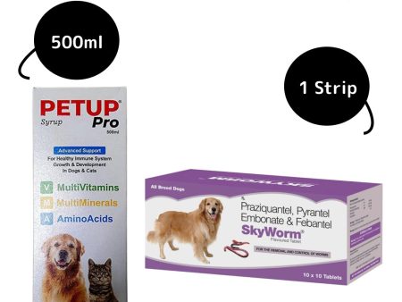 Skyec Skyworm Dog Dewormer and Petup Multi Vitamin Supplement for Dogs Combo Online