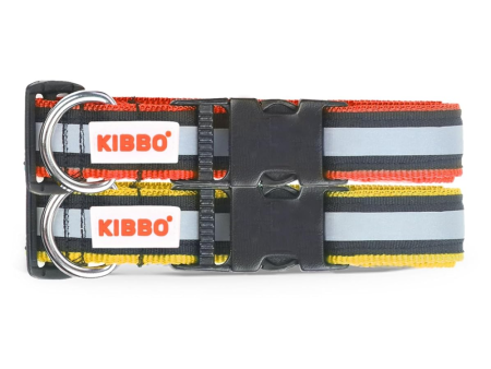 Kibbo Nylon Collar with Adjustable Buckle and D-Ring (Red & Yellow Pack of 2) Online now