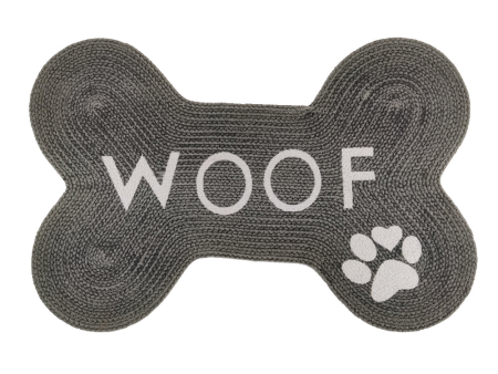 Pawpourri Bone Shaped Woof Printed Mat for Dogs and Cats (Dark Grey) Fashion