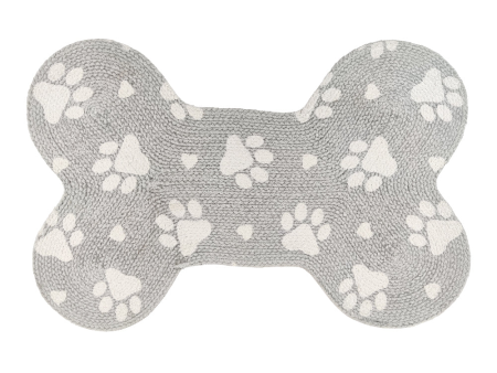 Pawpourri Bone Shaped Paw Printed Mat for Dogs and Cats (Light Grey) Sale