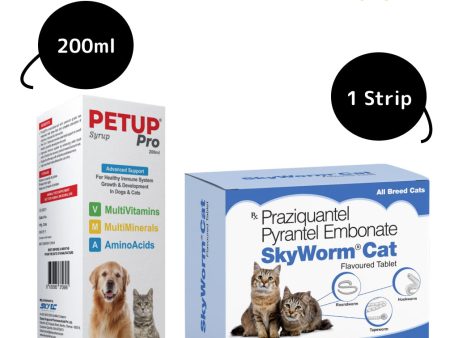 Skyec Skyworm Cat Dewormer and Petup Multi Vitamin Supplement for Cats Combo Online now