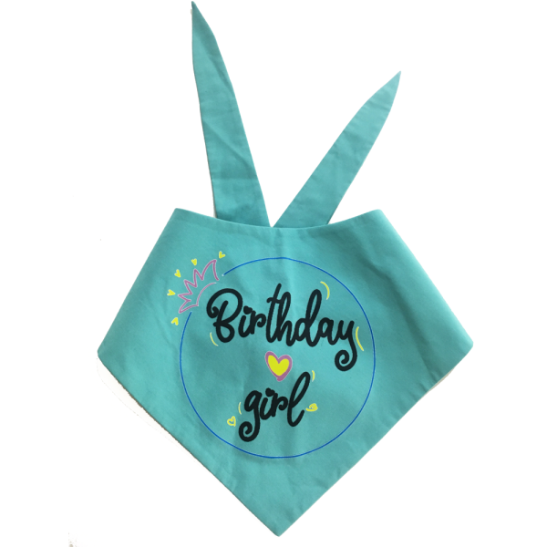 Dogobow Birthday Girl Scarf for Dogs (Teal blue) (Get a Bow Free) Online