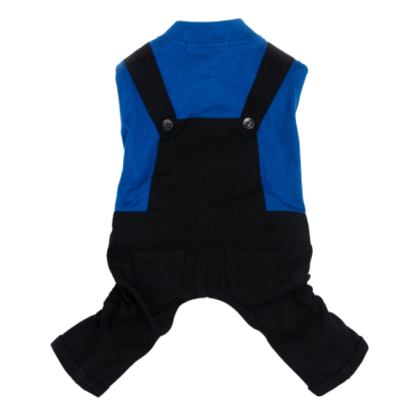 Dogobow Dungaree Dress For Dogs (Blue Black) (Get a Bow Free) Online now