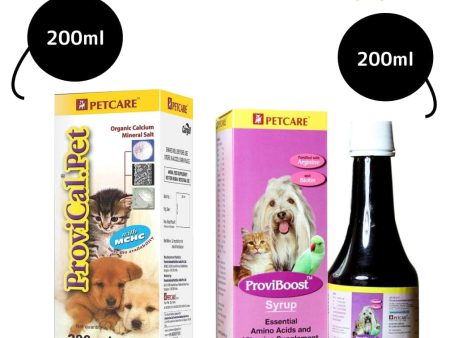 Petcare Provical Pet Calcium Syrup (200ml) and Proviboost Multivitamin Syrup (200ml) Combo for Dogs & Cats Fashion