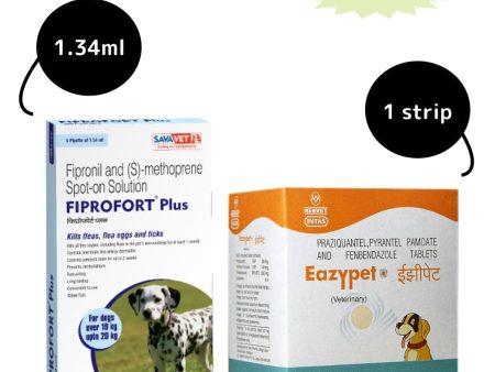 Dewormer and Tick & Flea Control Spot On Combo for Medium Dogs (10-20 kg) Hot on Sale