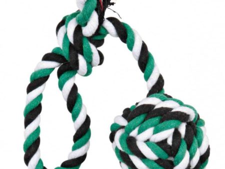 Trixie Playing Rope Loop with Woven in Ball Toy for Dogs (Black Green White) For Sale