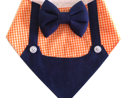 Dogobow Gingham Dungaree Bandana for Dogs (Orange) (Get a Bow Free) Online now