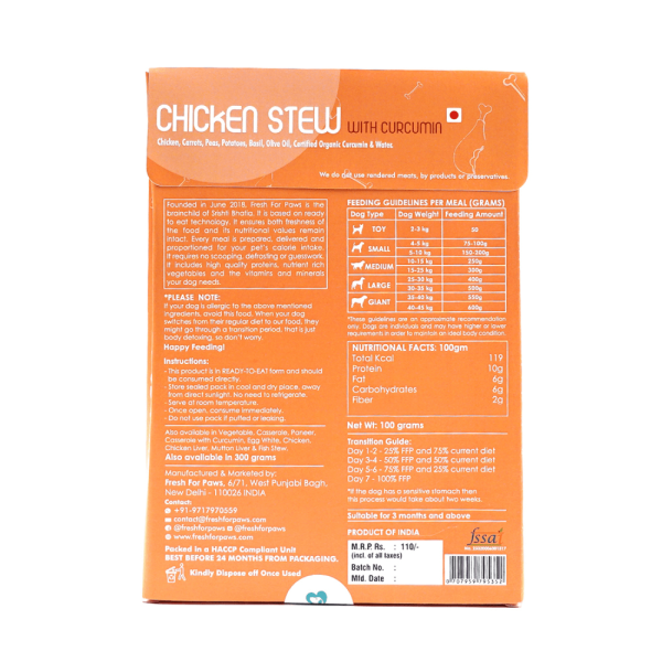 Fresh For Paws Chicken with Curcumin Dog Wet Food (300g) on Sale