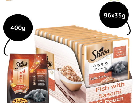 Sheba Fish with Sasami Premium Cat Wet Food and Sheba Chicken Flavour Irresistible All Life Stage Cat Dry Food Combo Online Sale