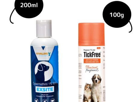 Tick Free Tick & Flea Control Powder and Exsite Tick & Flea Control Shampoo Combo Online Hot Sale