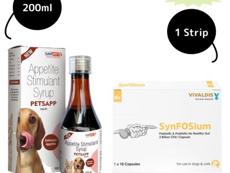 Synfosium Probiotic Capsule & Savavet Petsapp Appetite Booster Combo for Dogs & Cats Online