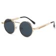 Wholesale Vintage Round Frame Steampunk Style Metal Spring Leg PC Sunglasses on Sale