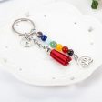 Wholesale Tassel Lotus Flower Colorful Beads Stones Alloy Keychains Sale