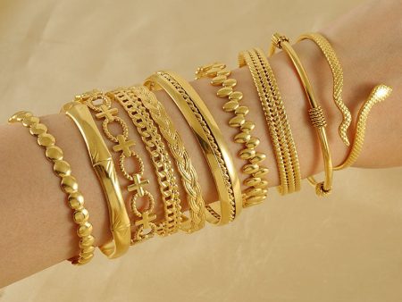 Wholesale Stainless Steel 18K Open Twist Pattern Adjustable Bracelet Online Sale