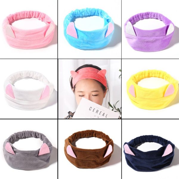 Wholesale Wash Head Cute Rabbit Ear Fabric Headband Sale