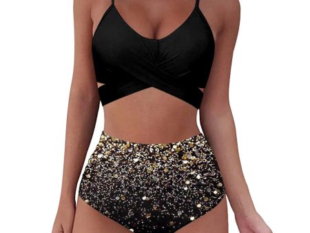 Wholesale Color Cross High Waist Split Polyester Swimwear Online Sale