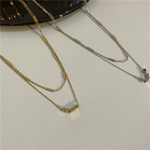 Wholesale Titanium Steel Double Layer Clavicle Necklaces For Discount