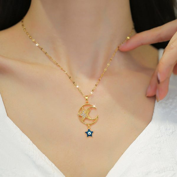 Wholesale Star Moon Stainless Steel Necklaces For Discount