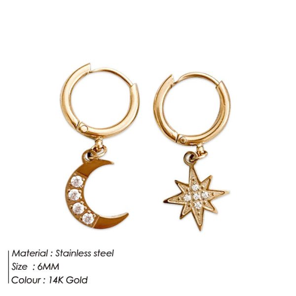 Wholesale Star Moon Stainless Steel Earrings For Discount