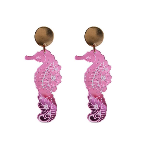 Wholesale 2pairs pack Acrylic Summer Mirror Ocean Seahorse Earrings Hot on Sale