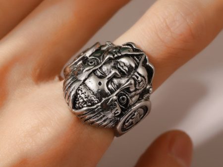 Wholesale Vintage Human Head Open Alloy Ring Fashion