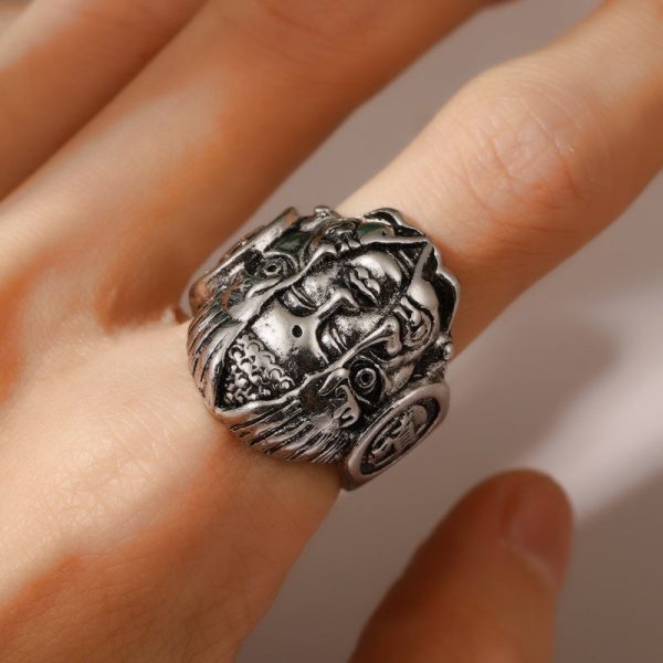 Wholesale Vintage Human Head Open Alloy Ring Fashion