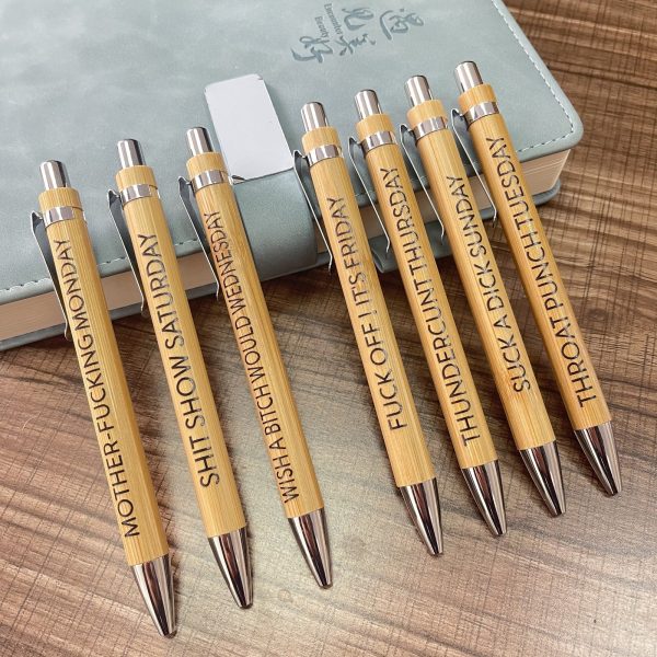 Wholesale of 7 Sets of Bamboo and Wood Ballpoint Pens Supply