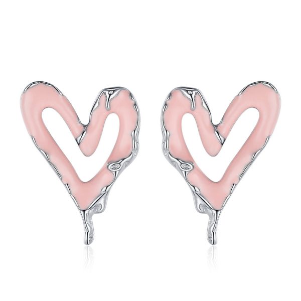 Wholesale Sweet Cool Heart Silver Earrings Cheap