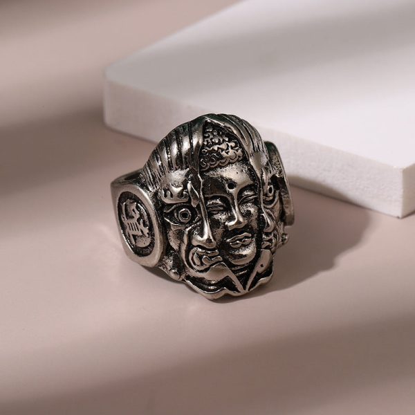 Wholesale Vintage Human Head Open Alloy Ring Fashion