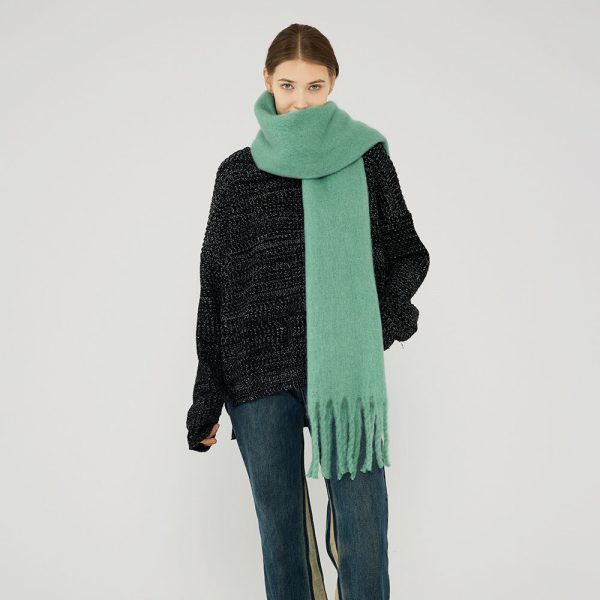 Wholesale Thickened Warm Solid Tassel Polyester Scarf For Discount