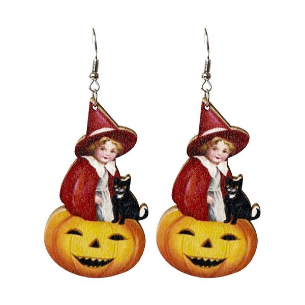 Wholesale 2pair pack Halloween Scary Spooky Wooden Earrings Online now