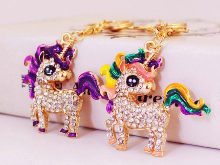 Wholesale Zinc Alloy Rhinestone Unicorn Keychain For Discount