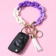 Wholesale Acrylic Chain PU Tassel Bracelet Keychain Fashion