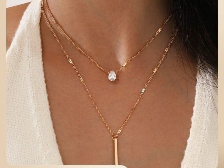 Wholesale Waterdrop Double Layer Metal Necklaces For Discount