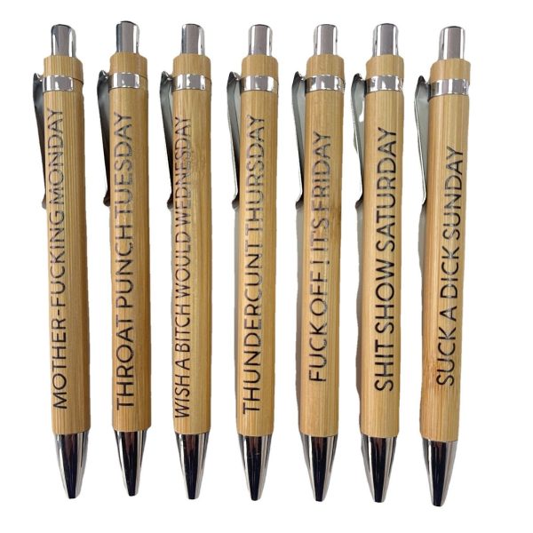 Wholesale of 7 Sets of Bamboo and Wood Ballpoint Pens Supply