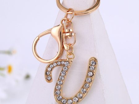 Wholesale Zinc Alloy 26 English Alphabet Rhinestone Keychain For Discount