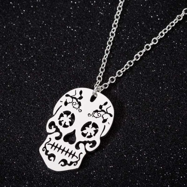 Wholesale Vintage Terror Skull Head Stainless Steel Necklace Hot on Sale