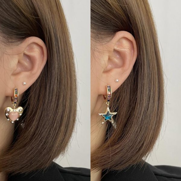 Wholesale Star Heart Zircon Copper Earrings Online now