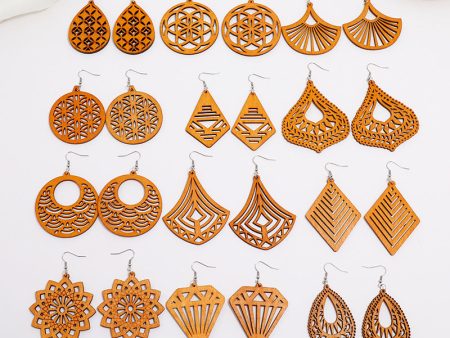 Wholesale Wood Geometric Hollow Earrings Sale