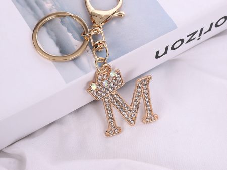 Wholesale Zinc Alloy Alphabet Rhinestone Keychain Online Sale