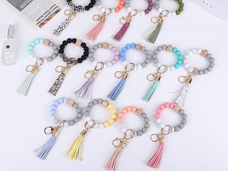 Wholesale Tassel Wood Beads Silicone Keychains Online Sale