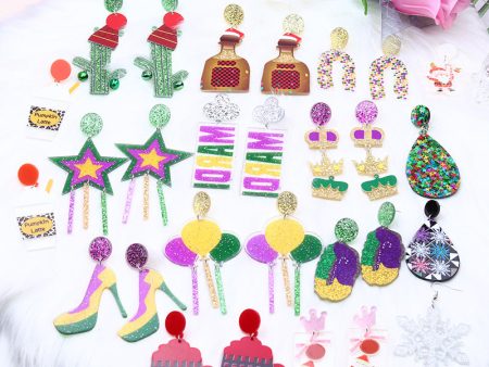 Wholesale Star Mask Carnival Acrylic Earrings Online Hot Sale