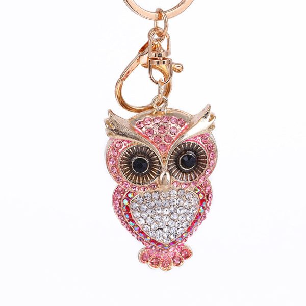 Wholesale Zinc Alloy Diamond Owl Key Chain Cheap