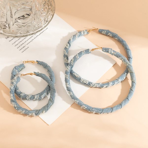 Wholesale Sweet and Cool Geometric Ring Denim Earrings For Discount