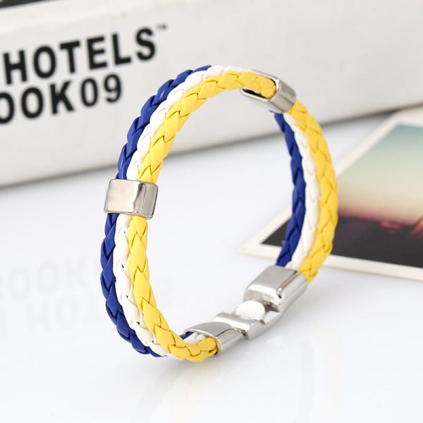 Wholesale Woven Flag Flag Colors Leather Bracelet Online now