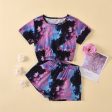 Wholesale Tie Dye Round Neck Short Sleeve Tape Top+Short Shorts Baby Clothes Online