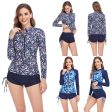 Wholesale Surf Printed Long Sleeve Sunscreen Zipper Skinny Drawstring Boxer Two-piece Polyester Swimwear Online Sale